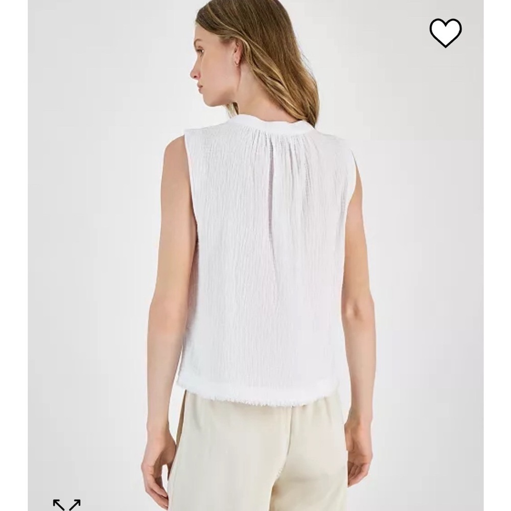 DKNY Women's L Sleeveless Double-Crepe Gauze Crop Top pullover oversized - Picture 3 of 8